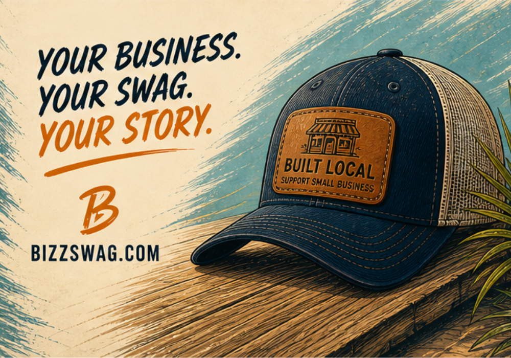 Built local leather patch hat representing a small business